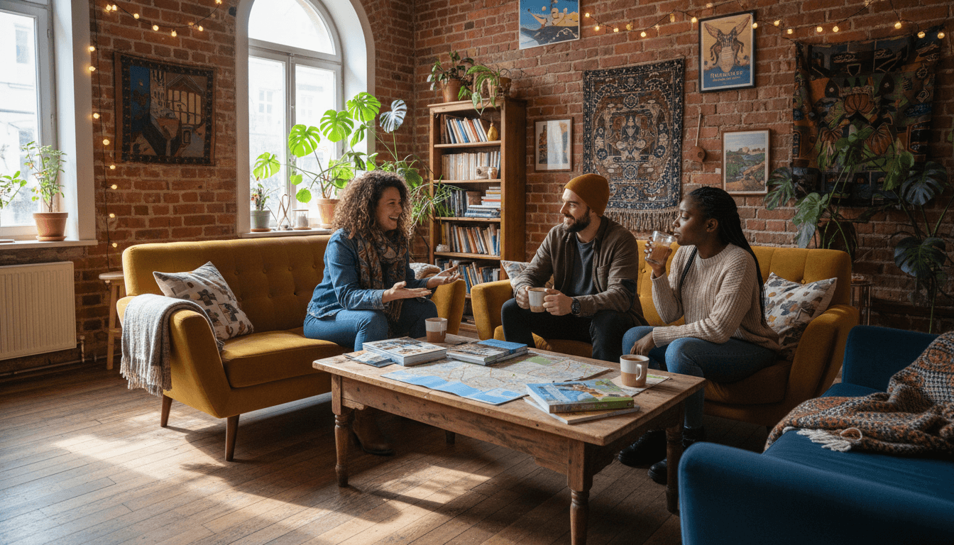 Travelers getting tour advice from the front desk