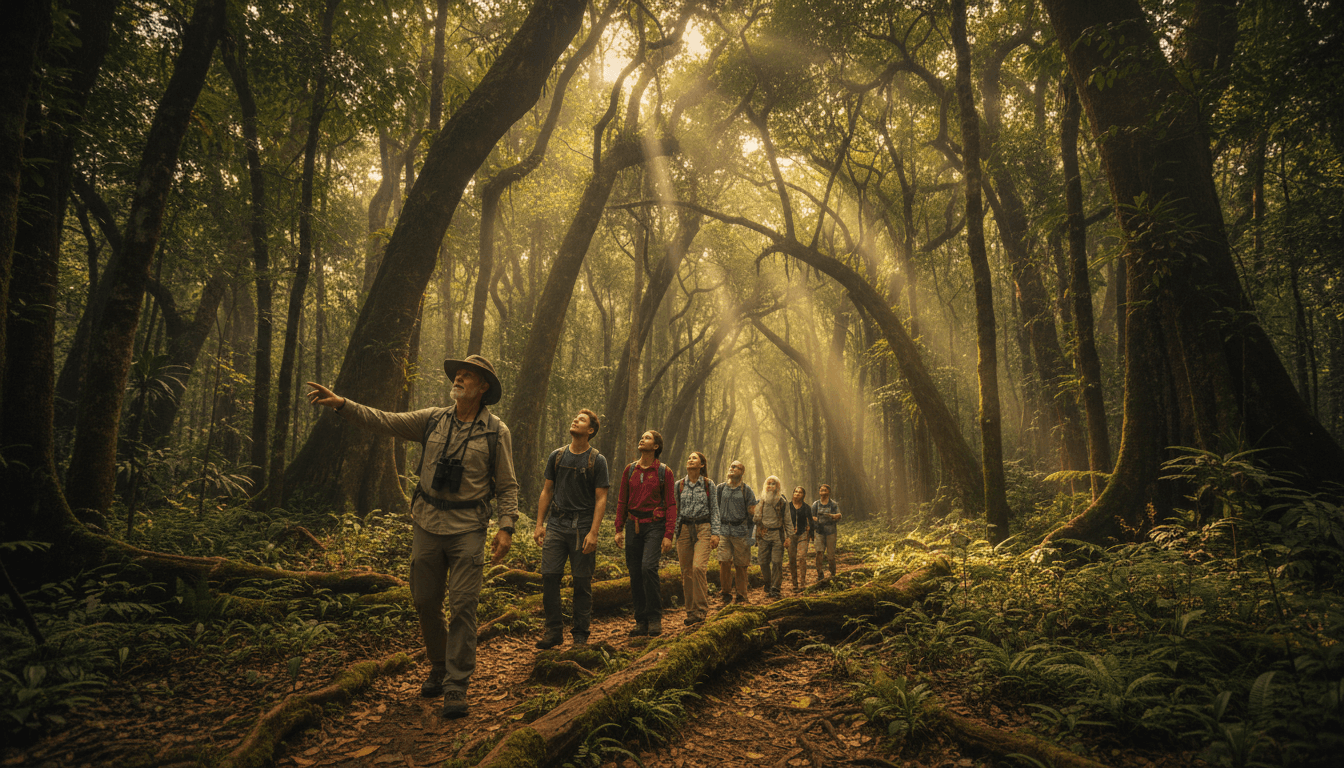 Guests on a group adventure tour