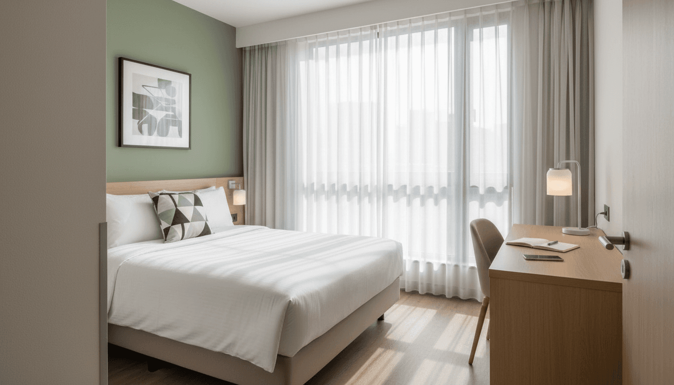 Air-conditioned room with a view of the garden